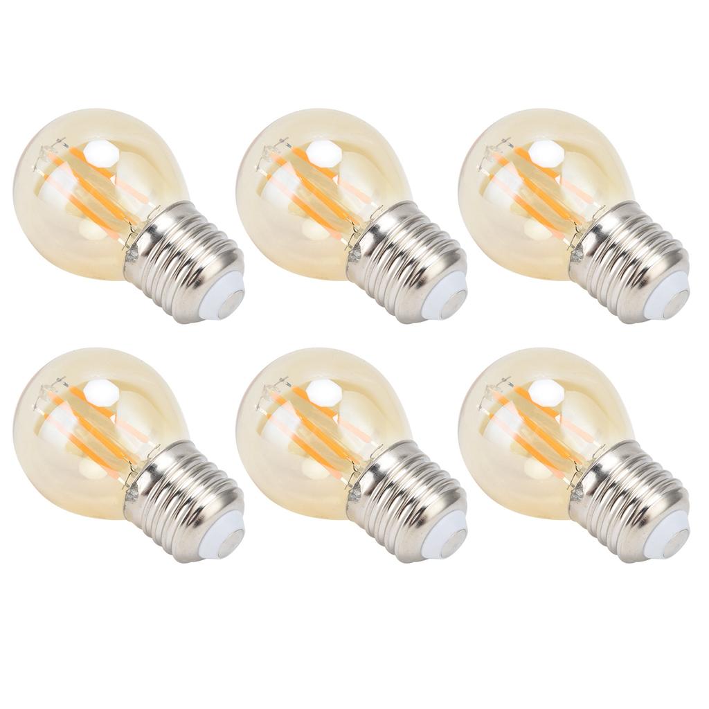 6PCS G45 LED Vintage Light Bulb Gold E27 Base Lamp for Home Decorative Bulb 6W 220V Warm Light