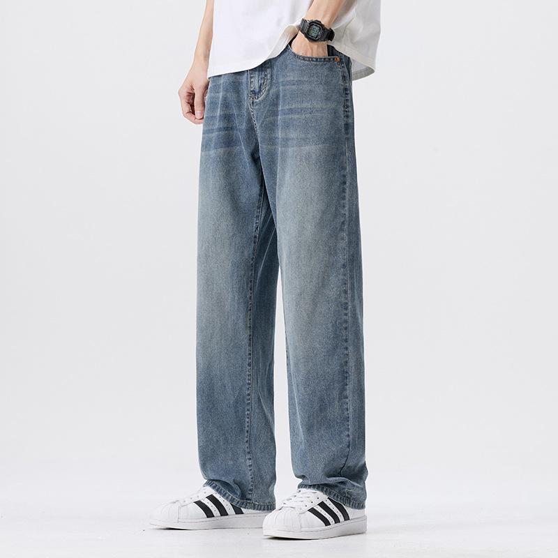 Mingge Herren Lyocell Tencel Jeans - Sommer 2025 Dünn, Kühl, Bequem, Locker Geschnittene Straight-Leg Hose