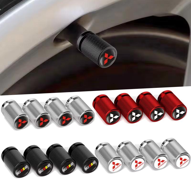 4 Stück Auto Rad Reifen Ventilkappen Ventilschaftabdeckungen für Mitsubishi Ralliart ASX Lancer 9 10 L200 Colt Pajero Outlander Eclipse Galant