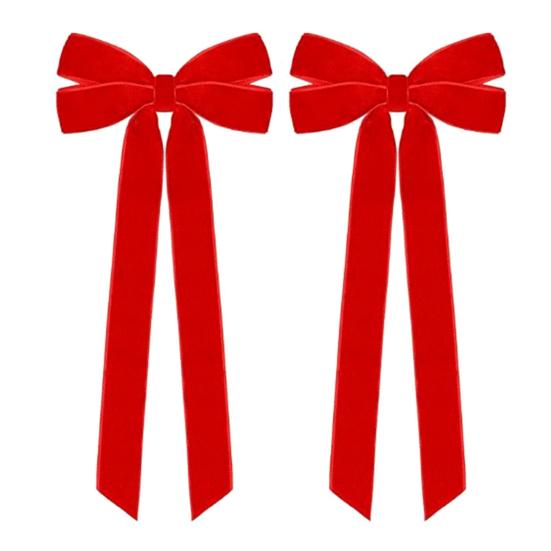

2 шт. Бархатные рождественские банты для украшения 5 x 10 Винтажные банты из лент Рождественское украшение для елки для дерева дома вечеринки венка праздничного декора