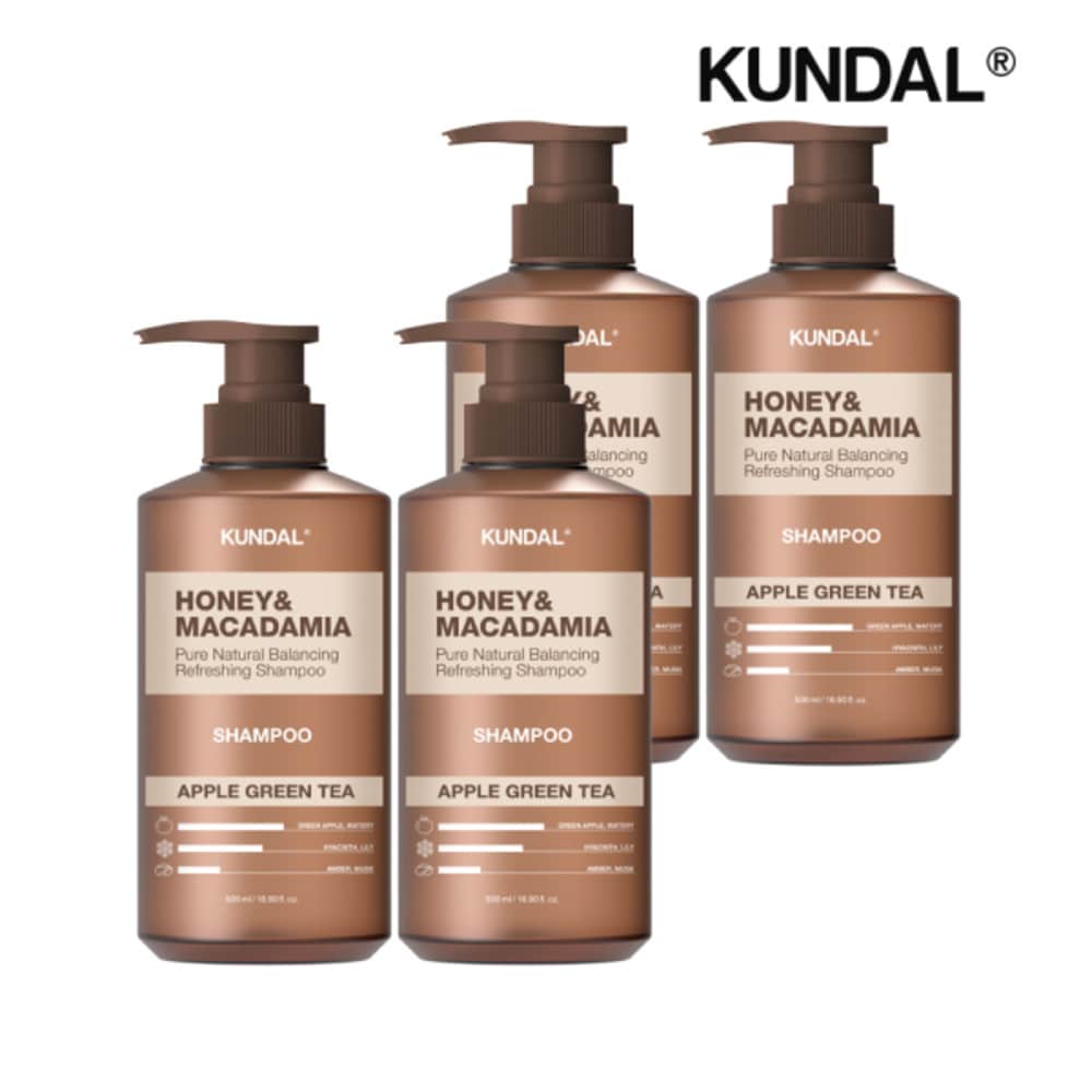 

KUNDAL Honey & Macadamia Nature Shampoo Apple Green Tea 500ml x4