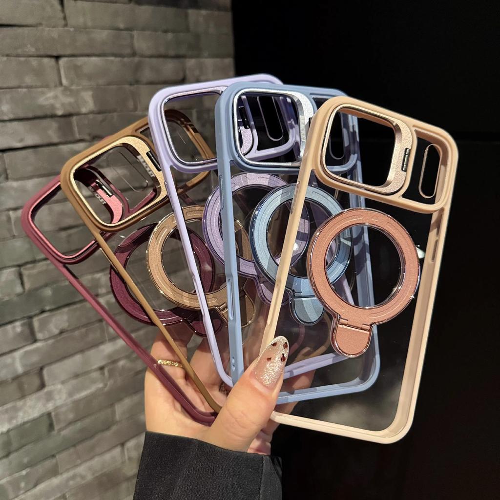 Magnetic Lens Dual Bracket for iPhone17PROMAX Creative Mobile Phone Case for Apple 16 with Lens Film