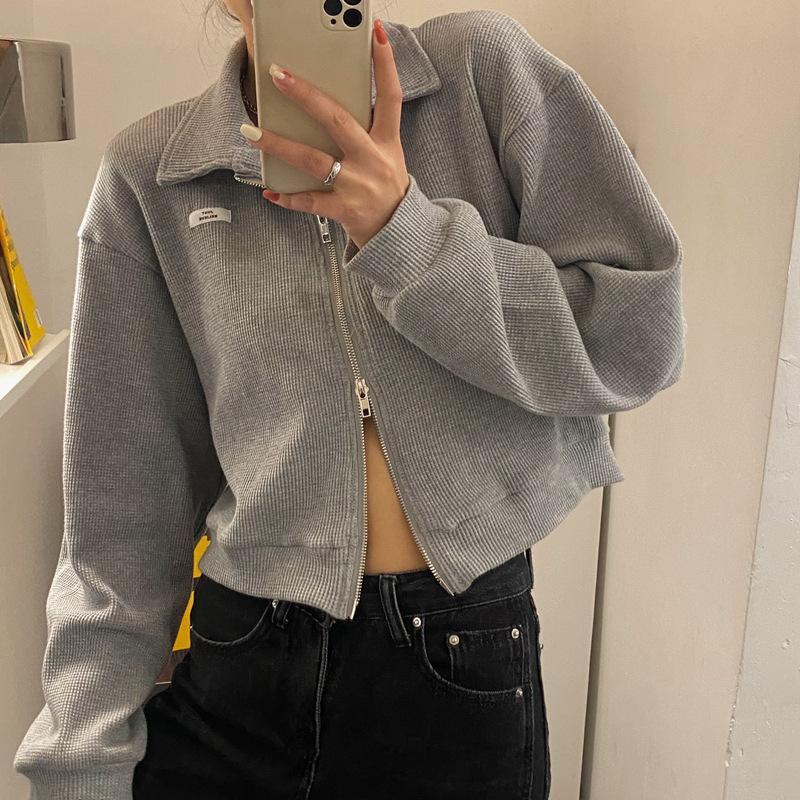 Autunno Inverno Tinta Unita Casual Moda Cerniera Cappotto Donna Semplice Top Cardigan Felpa Versatile