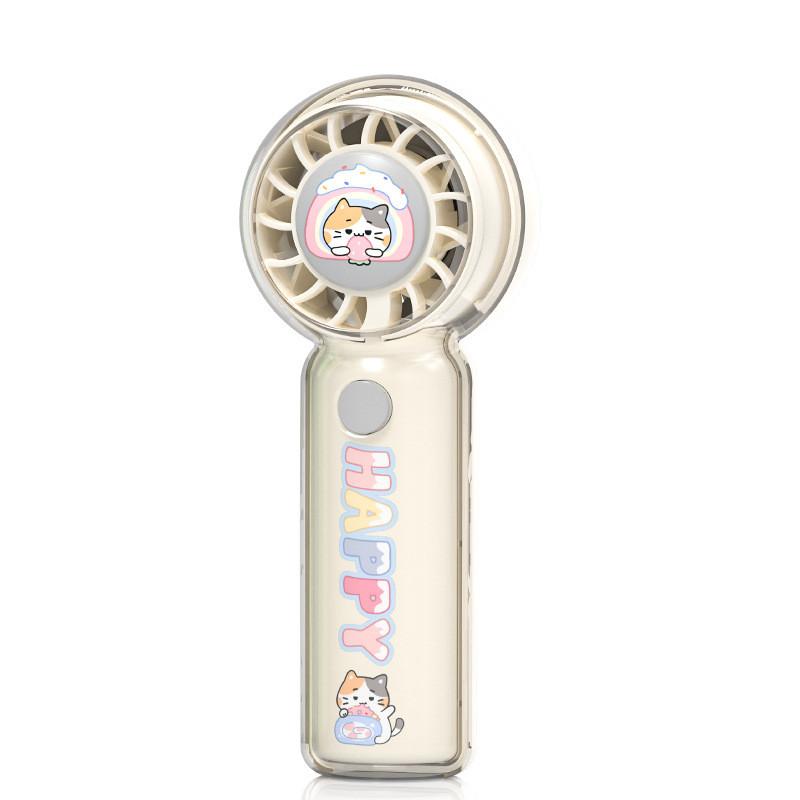Creative Cartoon Cute Pet Handheld Fan Usb Rechargeable Personal Mini Fan For Students WhiteCat