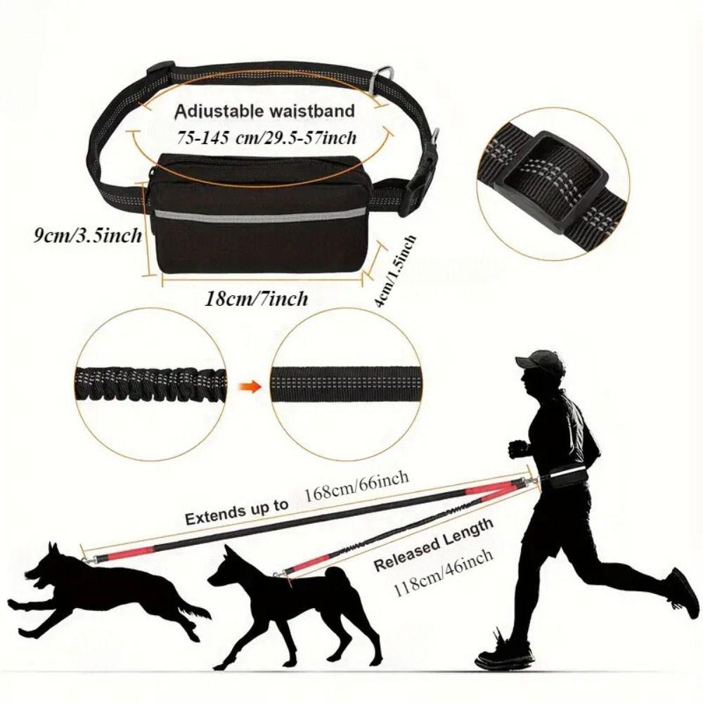 Pet Supplies Single/Double Rope Sports Waist Bag Adjustable Waistband Reflective Dog Leash Hands Free Dog Traction Rope Walking