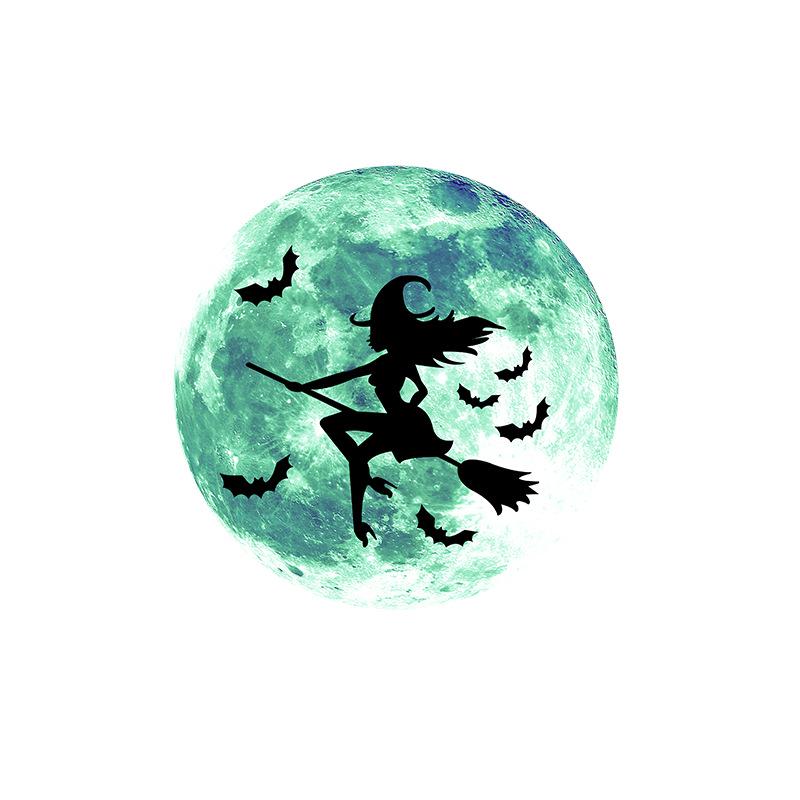 Luminous Moon Castle Bat Wall Sticker - Glowing Fluorescent Decor for Children's Living Room.