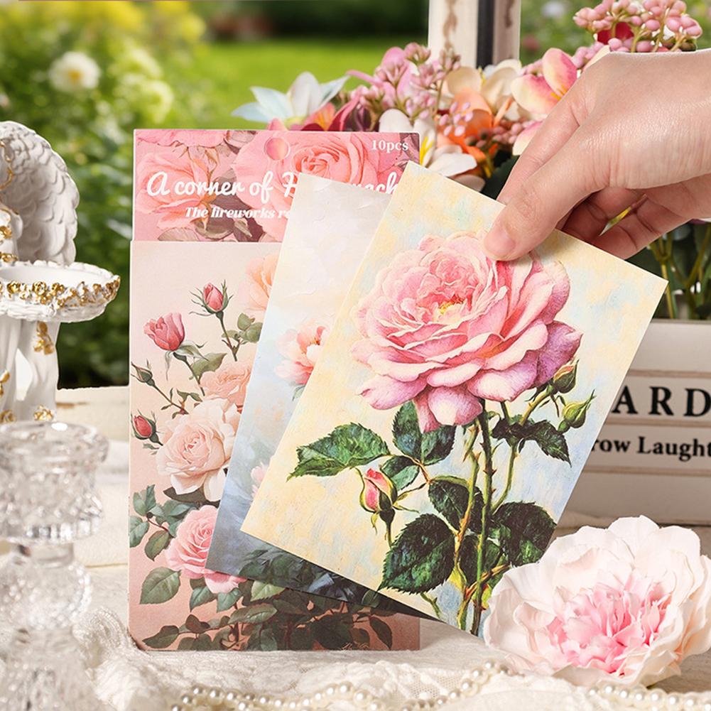10 Packs A Corner of Flower Town Series Cute Retro Relief Decorative Paper Memo Pad Journal Scrapbooking Material Paper