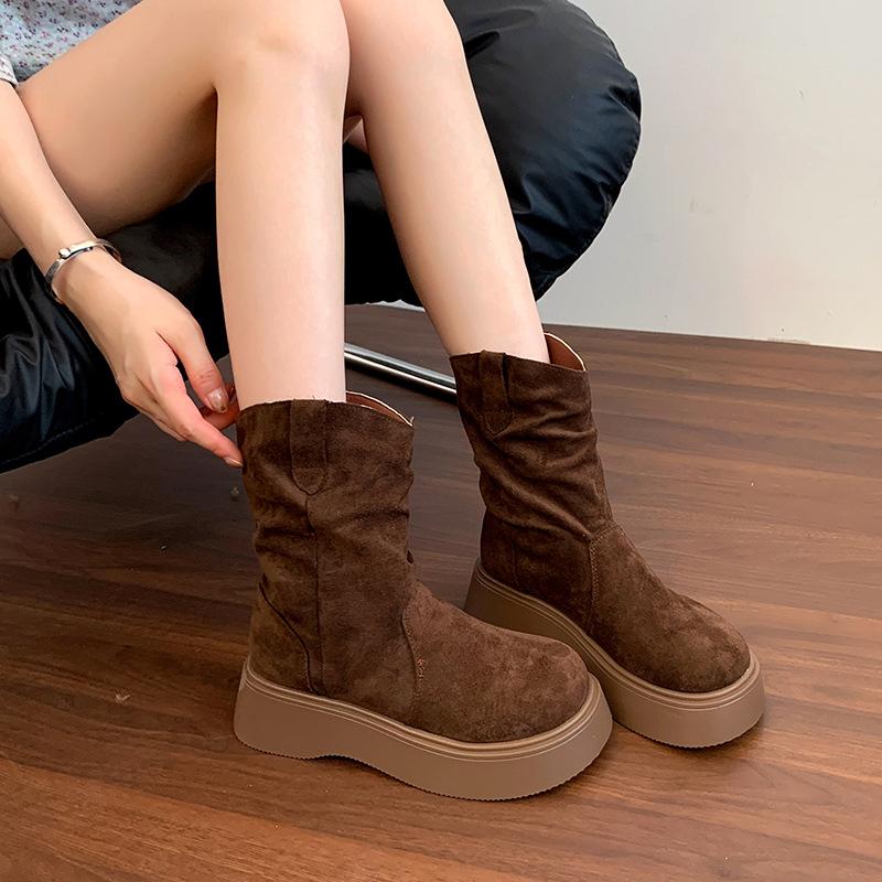 Slim Women's Fashion Not Tired Feet Thick Bottom Heightening Soft Elastic Comfort Shock Absorption Non-slip Casual Sports Boots