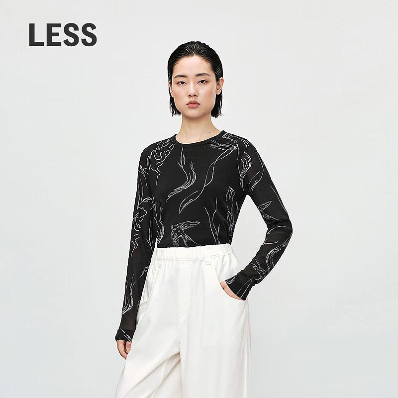 LESS 2025 Spring Slim Fit Round Neck Long Sleeve T-Shirt S