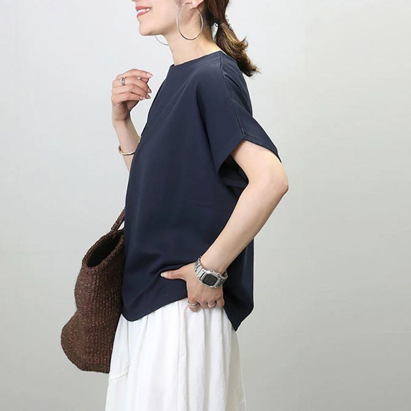 Japan and South Korea Hong Kong Style Summer New Round Neck Solid Simple Loose Casual All-matching Bat Sleeve Short Sleeve T-shirt Top