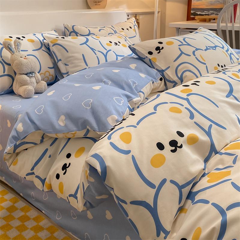 Bedding Four-piece Set, Cotton Pure Cotton Floral Quilt Cover, Bed Sheet Dormitory Three-piece Set