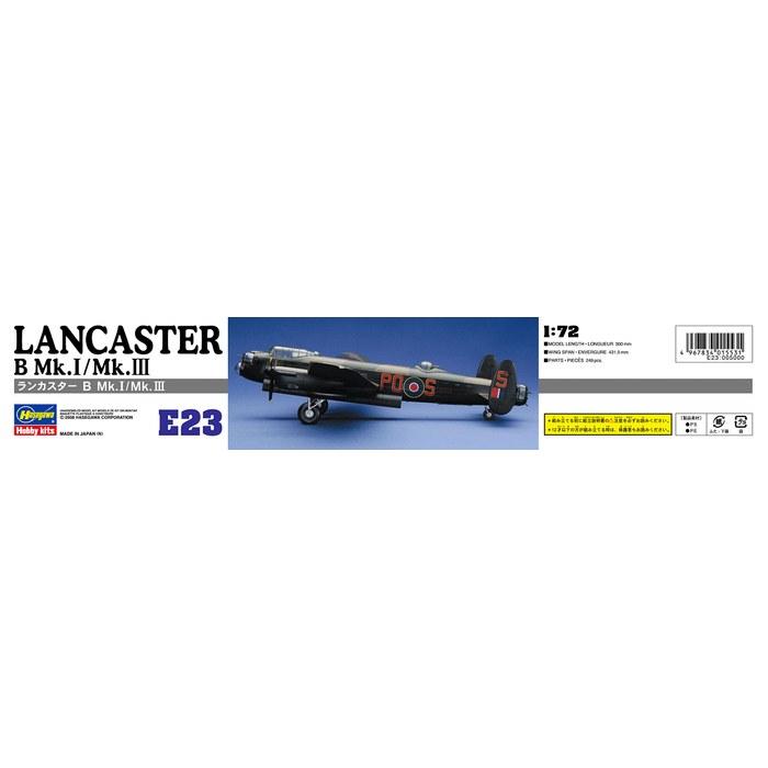 Hasegawa 1/72 British Air Force Lancaster B.Mk.I/Mk.III Plastic Model E23, 1 kit