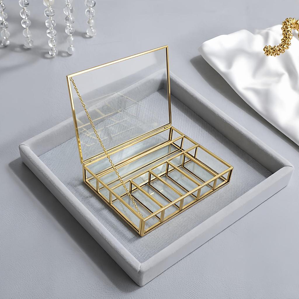 Metal Tray Storage Box for Gold Ornaments: Lipstick, Rings, Earrings, Necklaces, Eyebrow Pencils - Perfect Girlfriend Gift