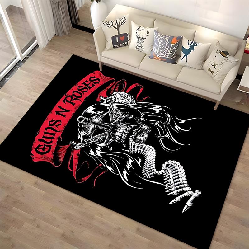 Bold Guns N' Roses Logo Rug Non-slip rug suitable for living room and bedroom sofas
