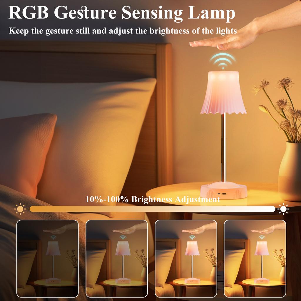 New Arrival RGB LED Night Lamp Hand Gesture Sensor Creative Night Light Dorm Room Bedside Lamp USB Charging 2600mah