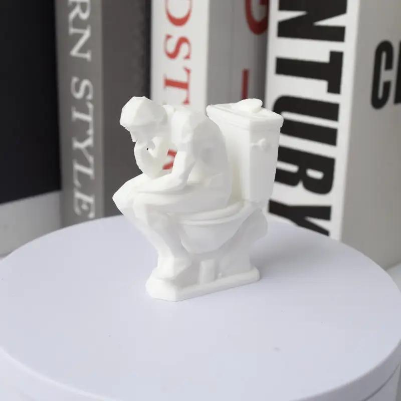Thinker Statue, Contemplative Statue Sitting on The Toilet, Fun Design Decoration, Office Bookshelf Desktop Decoration Sculpture