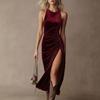 Womens Summer Dresses Sleeveless Ruched Velvet Split Hem Design Summer Dresses for Women Vacation Dresses for Women 2026 Elegant Dresses for Women