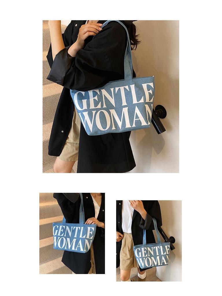 Japanese Style Large Capacity Canvas Tote for Women - Versatile Single Shoulder & Crossbody Handbag with Letters