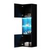 160cm, Glasvitrine Schwarz Hochglanz - Moderne Kommode viel Stauraum, Hochschrank Highboard, Schrank Wohnzimmer Küche Esszimmer Büro