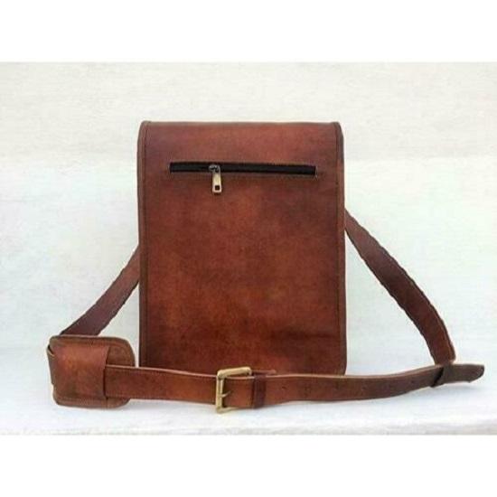 New Men's Sling Bag Genuine Brown Leather Satchel Messenger Shoulder Laptop Bag
