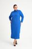 Damen Big Size Kleid Grün Halb Rollkragen Strickkleid Plus Size