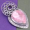 Rhodochrosite Amethyst Gemstone Mother's Day Silver Jewelry Pendant  2"