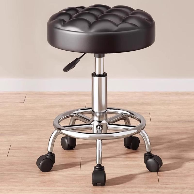 Modern Minimalist Beauty Stool, Adjustable Mobile Hairdressing Chair, Comfortable Cushioned Backrest Seat, Salon Barber Stool