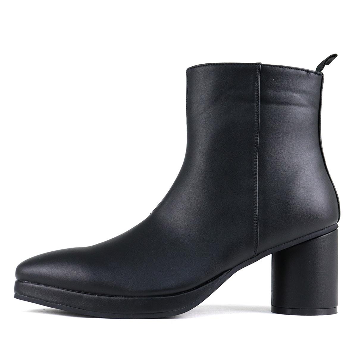 

Martin boots thick heel platform pointed shoes business fashion 40 чёрный