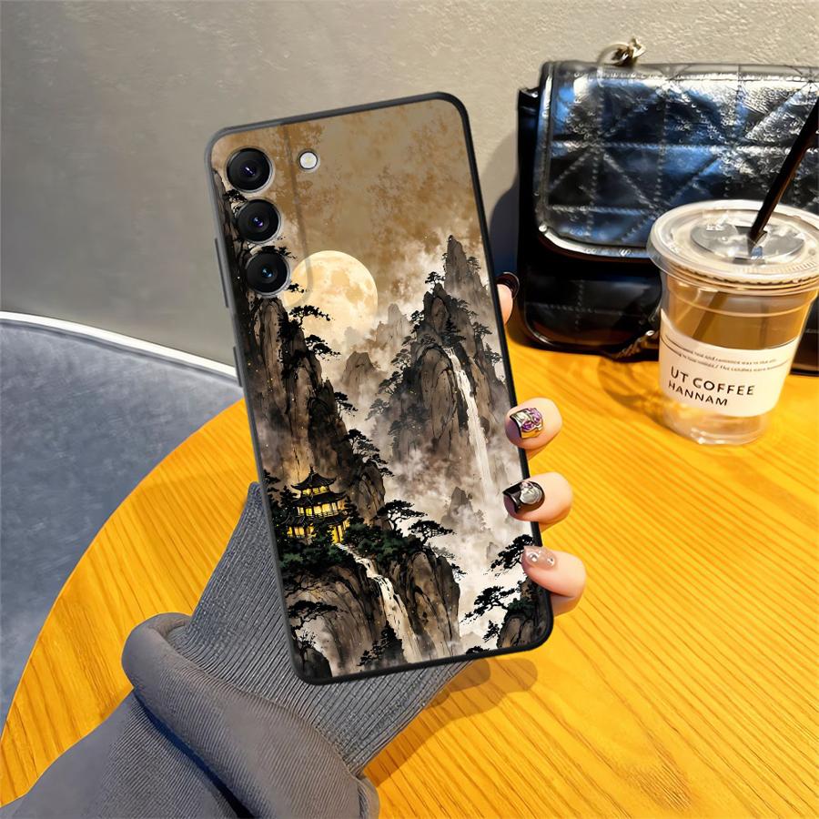 Case for Samsung Galaxy A15 A04 A05 A50 A16 A40 A70 A13 A20 A06 A17 A12 Funda Phone Cover Ink Art Print Japanese Landscape