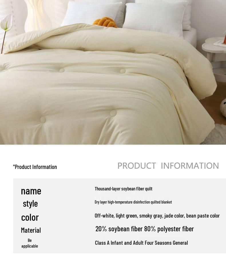 Cotton Soybean Fiber Quilt: All-Season Cozy Comfort for Spring, Autumn, and Winter - Ideal for Students and Air Conditioning Use