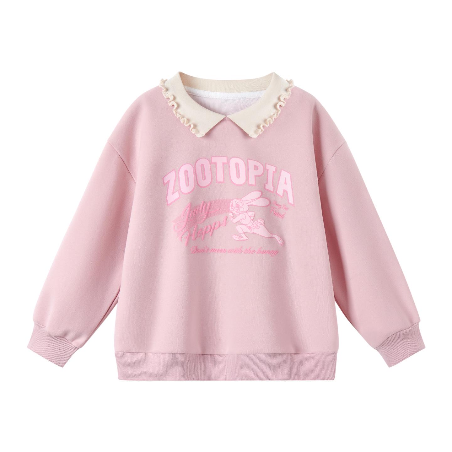 

Trendy Girls Ruffle Collar Rabbit Officer Sweatshirt - Autumn 25 Collection 120 cm рожевий