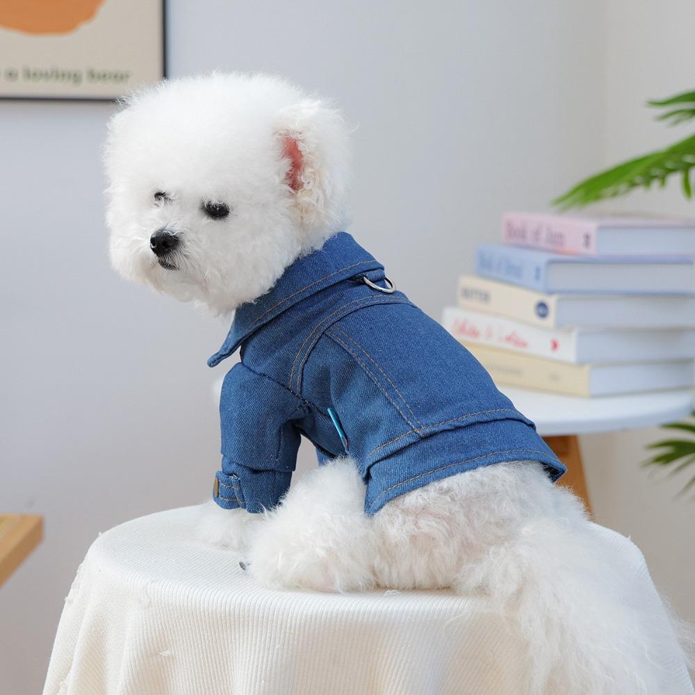 Blue Dog Denim Clothes Cute Dog Hoodie Creative Pet Costumes  Pet Supplies