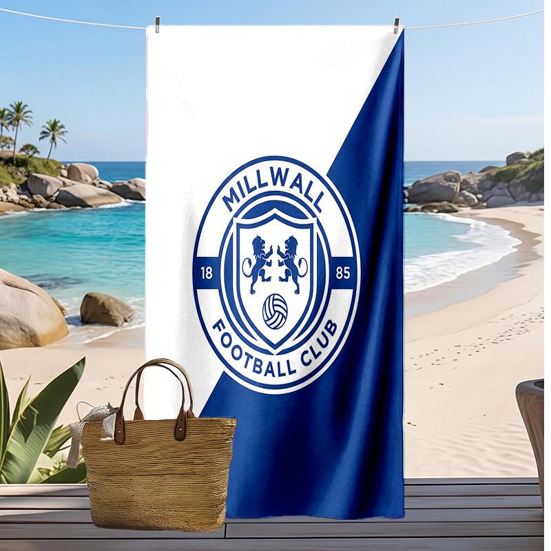 Toalha de Praia Estampa de Futebol Millwall, Toalha Grande Macia de Secagem Rápida para Praia Acampamento Natação