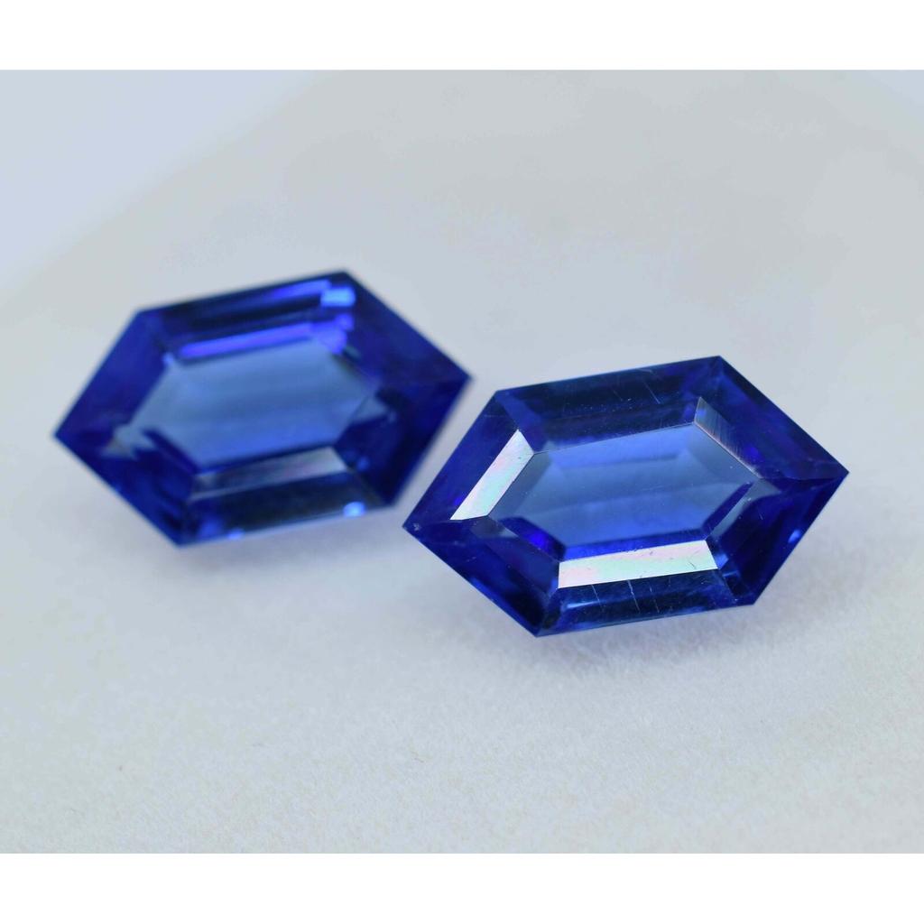 Natural Blue Tanzanite Loose Gemstone 18.50 Ct Fancy Cut Pair for Jewelry Making and Gem Collections