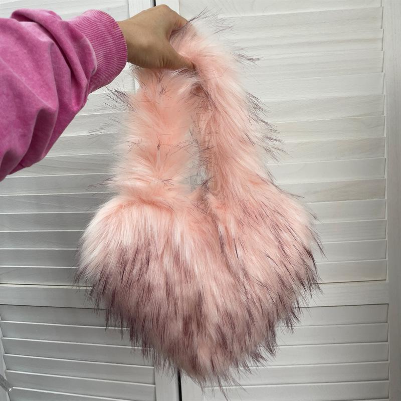 Popolari Nuove Popolari a Forma di Cuore Morbide Borse a Tracolla da Donna Adorabili Pelliccia Finta Morbido Peluche Borsa Tote Invernale Trendy Chic Borsa a Spalla Singola Pochette Borse