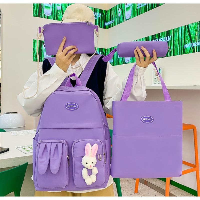 

Студенческая школьная сумка с кроличьими ушками, женский рюкзак, школьная сумка, набор