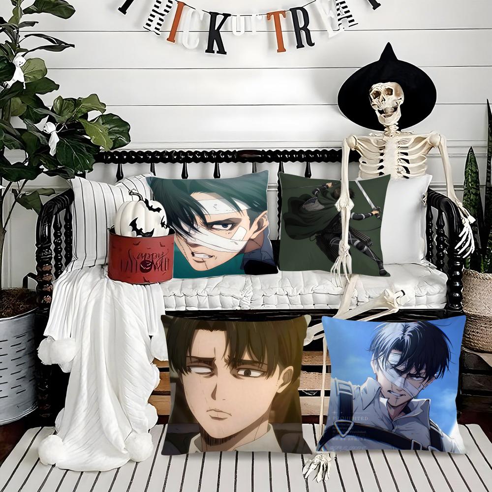Anime Levi Ackerman Attack On Titan-T Silky Short Plush With Invisible Zipper Dustproof Sofa Cushion Cover For Home Decor