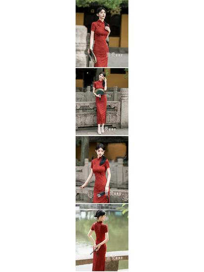 2025 Red Retro Slim Fit Qipao for Young Women - Short Sleeve Chinese Style Spring/Summer Dress