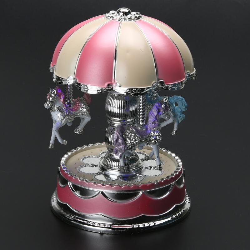 Chrismas Birthday Gift LED Light Merry Go Round Music Box Christmas Birthday Gift Toy Carousel