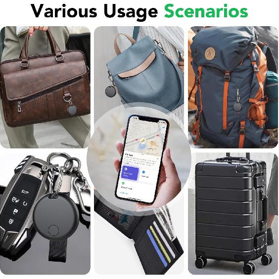 Tracker Air Tag-4 Pack: Smart Bluetooth Tracker, Item Finder Works with Apple Find My (iOS Only) App, Trakcer Tag Locator for Keys, Luggage, Satchel,