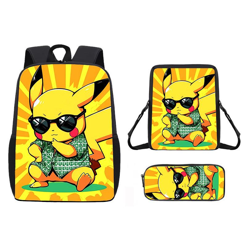 Pikachu Pokmon Kids School Backpack Set With Waterproof Oxford Fabric For Elementary Students