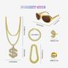 Fashionable 6PCS Dollar Sign Necklace and Rings Set Rapper Jewelry Set Perfect for Street Style and Music Festivals
