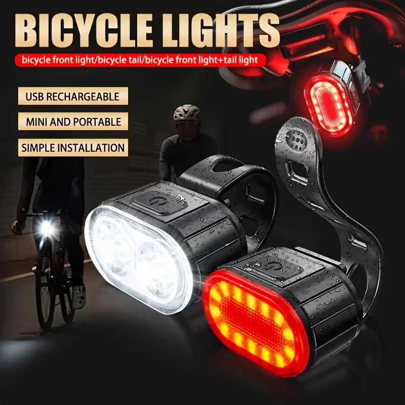 Rechargeable Bicycle Lights Bike Safety Warning Lamp Outdoor Waterproof Cycling Flashlight For Mountain And Road Bikes 7
