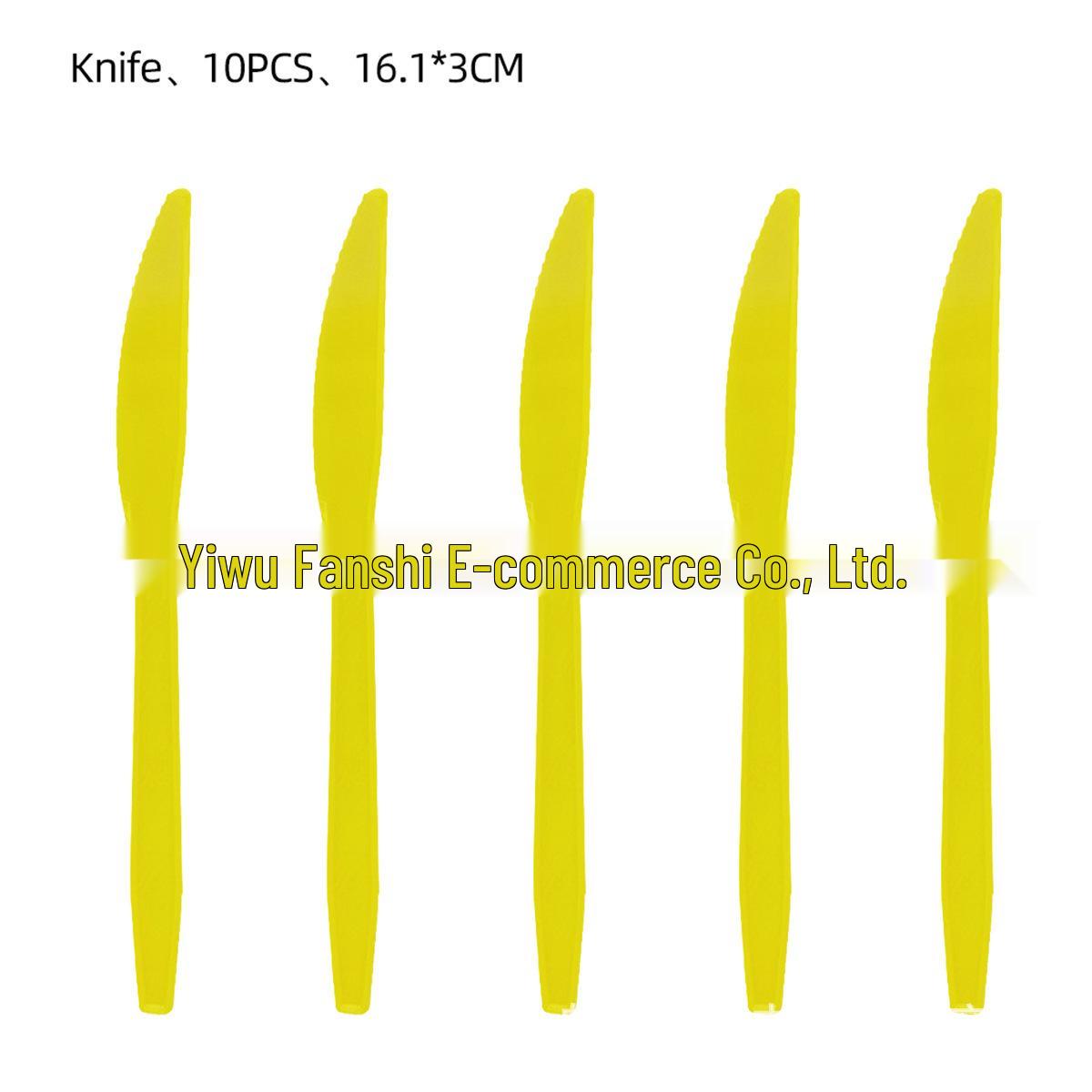Solid Color Yellow Theme Party Tableware Set: Lemon Yellow Cups, Napkins, Tablecloth & Disposable Cutlery.