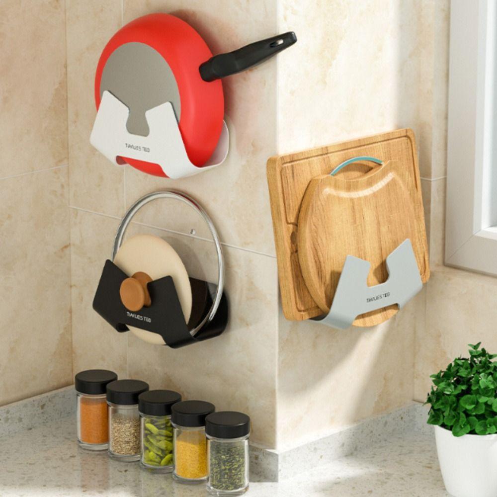 Wall-Mounted Hanging Multifunction Storage Rack Pan Cover Stand Pot Lid Holder Cutting Board Holder