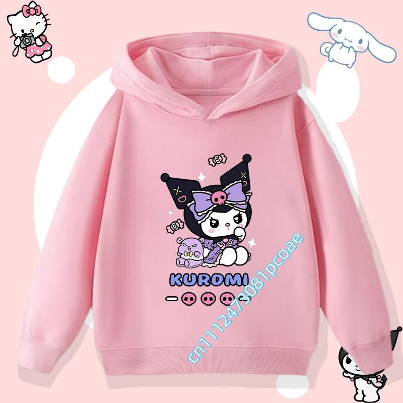 2026 New Kurumi Children's Hooded Sweatshirt Boys' Sport Shirt Girls' Casual Top Sanrio Cartoon Print Fall/Winter Pullover Shirt