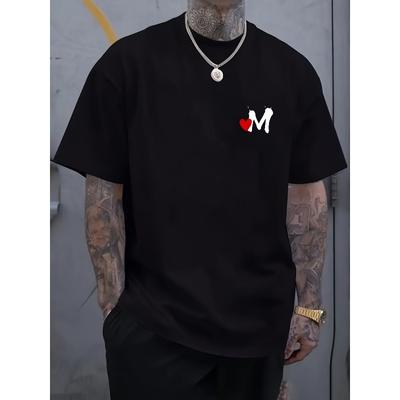 Europäische Größen Herrenmode Bequemes atmungsaktives T-Shirt mit Musterdruck, Neues lässiges Rundhals-Kurzarm-T-Shirt für den Sommer