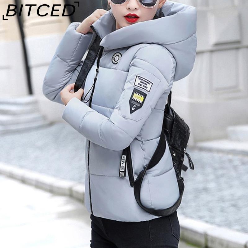 

BITCED Plus Size Winter Slim-Fit Women s Down-Filled Cotton Jacket - Short-Length Quilted Coat for Flattering Silhouette 5XL сірий колір