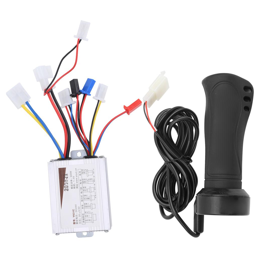 24V 500W Brushed Speed Controller with Long Wire Throttle Grip for Electric Bike Scooter Tricycles