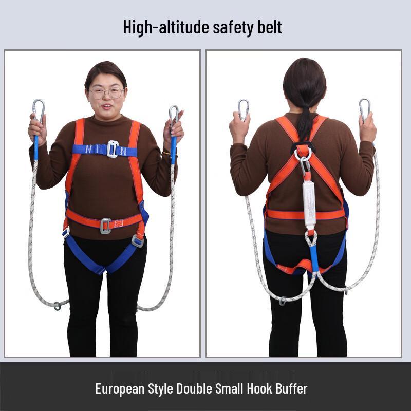 Brangdy Full Body Work Safety Harness with Buffer and Double Hooks One Size